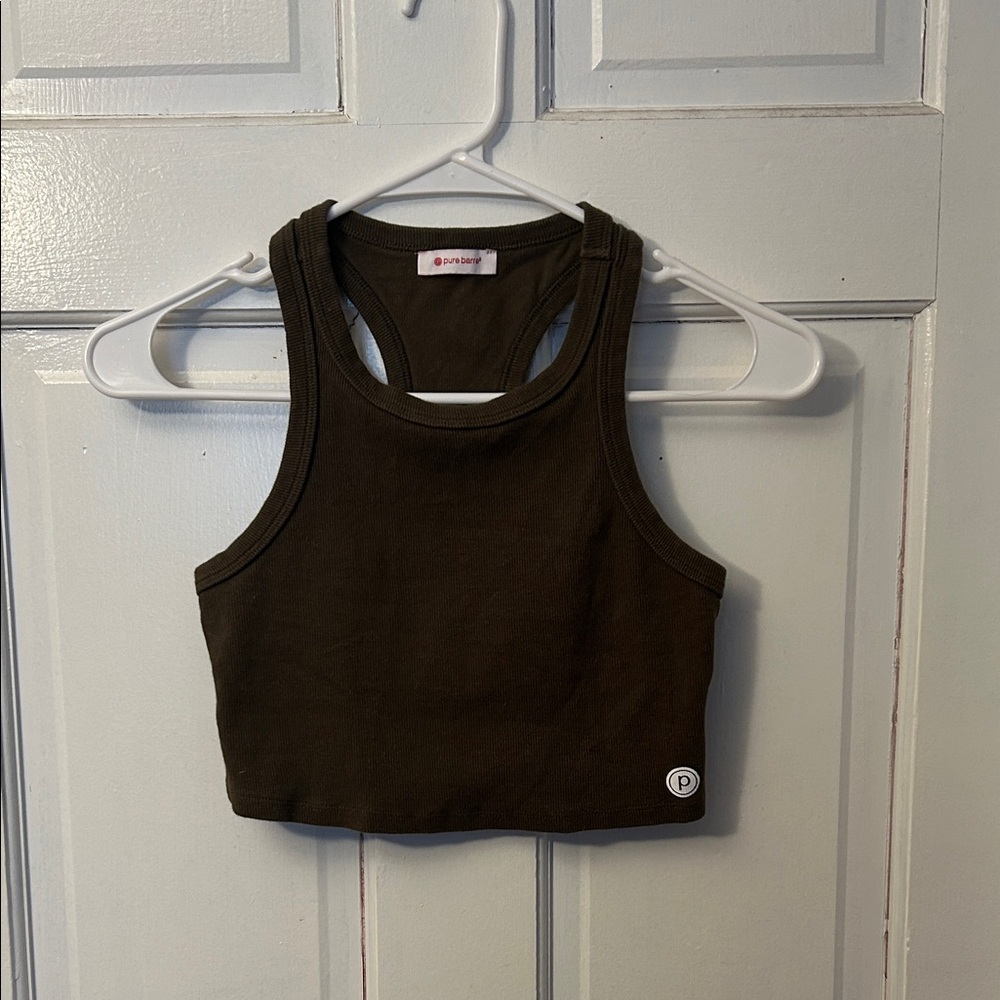 Pure Barre Olive Green Racerback Cropped Tank